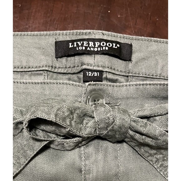 Liverpool Leonora Tie Front Skirt Olive Green Stretch Linen, Stitch Fix, Size 12 - Picture 8 of 10